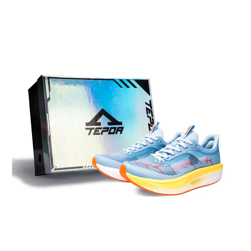 TEPOR Running Shoes Unisex Low Top Misty Blue/Dusk Cloud White/Gradient Black/Ice Blue Pink/Starburst Orange/Duorolan-36