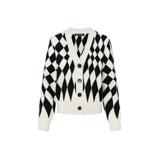 MO&CO Knitwear Women's Black White Plaid-0