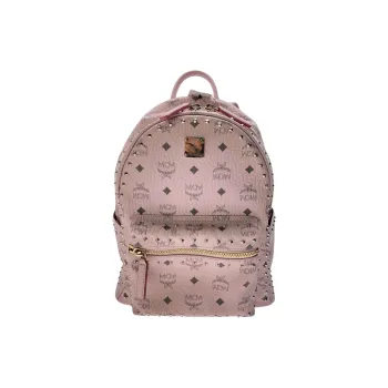 MCM Stark Visetos PVC Leather Backpack Women's Soft Pink