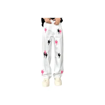 BLANC & ECLARE Jeans Unisex White Black Red