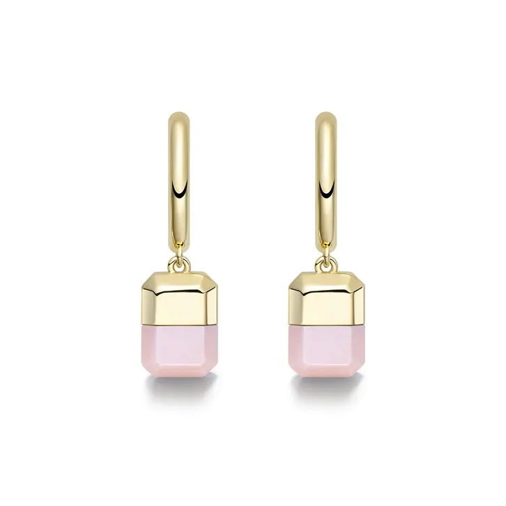 HEFANG Candy Series Copper Alloy Lucky Sugar Cube Hoop Earrings Women's-5