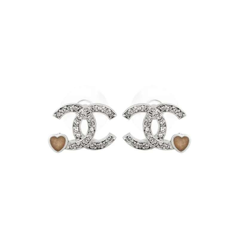 CHANEL Alloy Silver Plated Gold Plated Stud Earrings Women's Pink-0