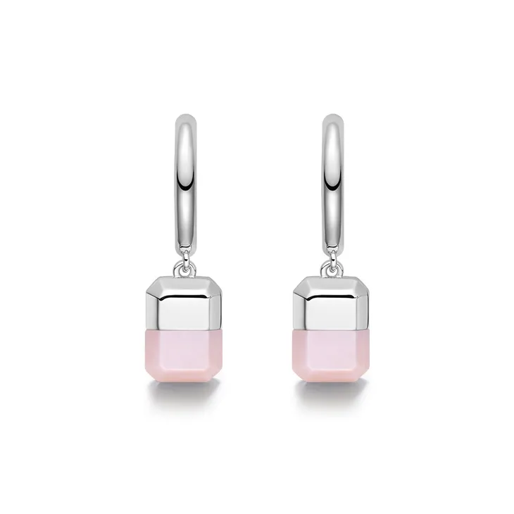 HEFANG Candy Series Copper Alloy Lucky Sugar Cube Hoop Earrings Women's-6