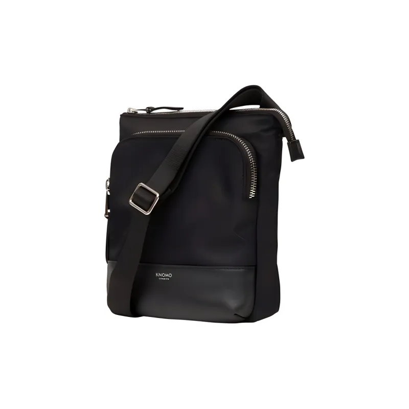 KNOMO Nylon Fabric With Cow Leather One Shoulder Crossbody Bag Regular Unisex Black-2