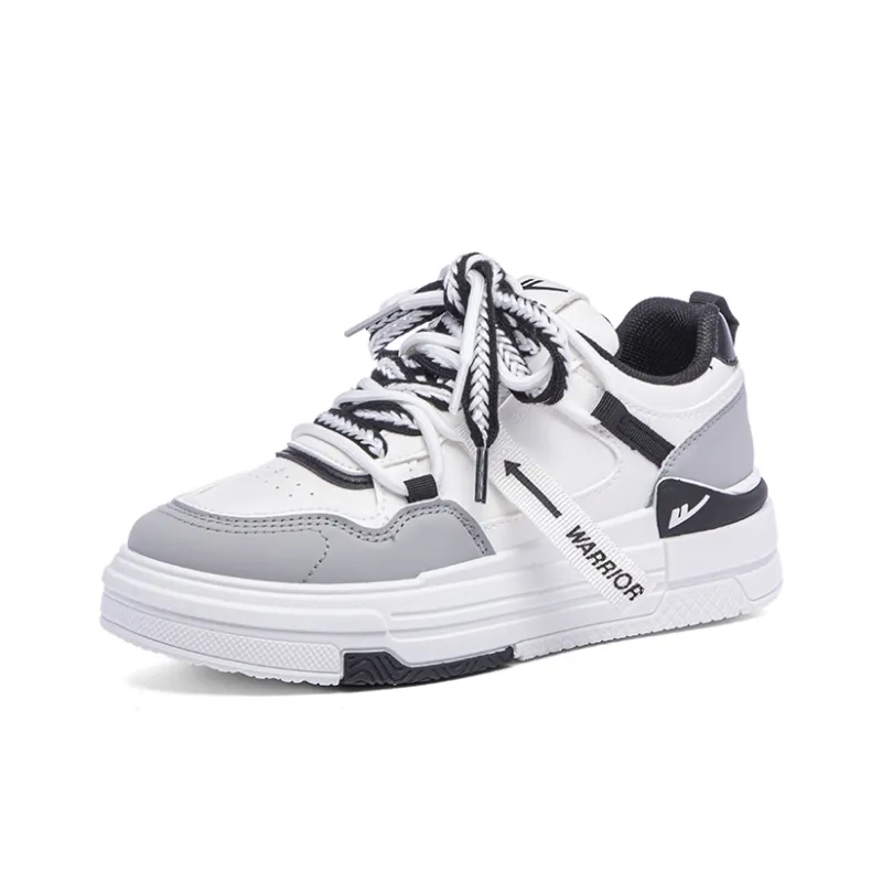 Warrior Abrasion Resistant Breathable Height Increasing Low Top Skateboard Shoes Women's Greige Black-1