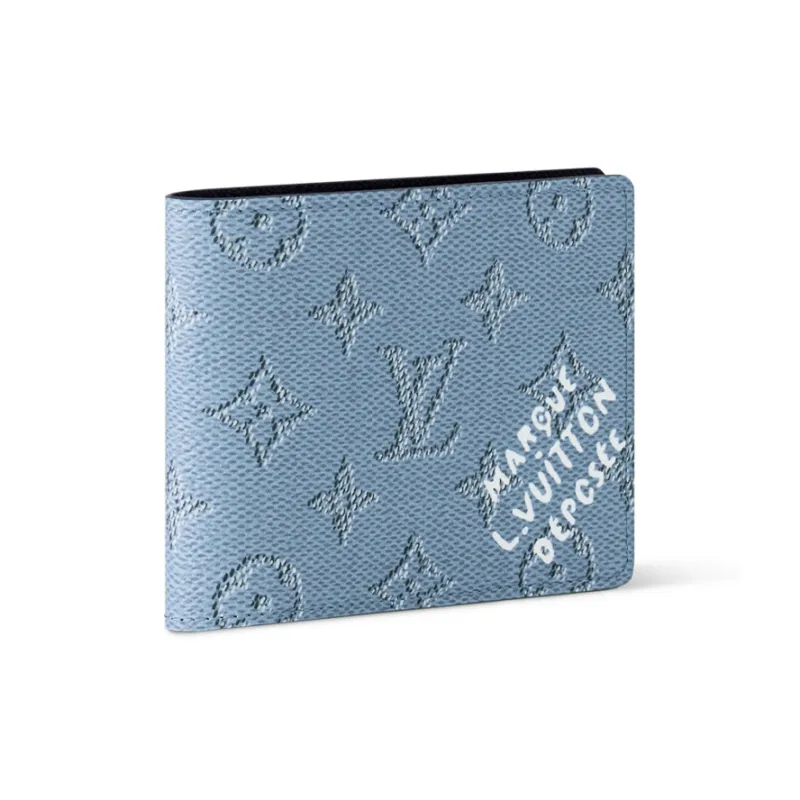 LOUIS VUITTON Multiple Monogram Heritage Coated Canvas Card Holder, Wallet Men's Blue-1