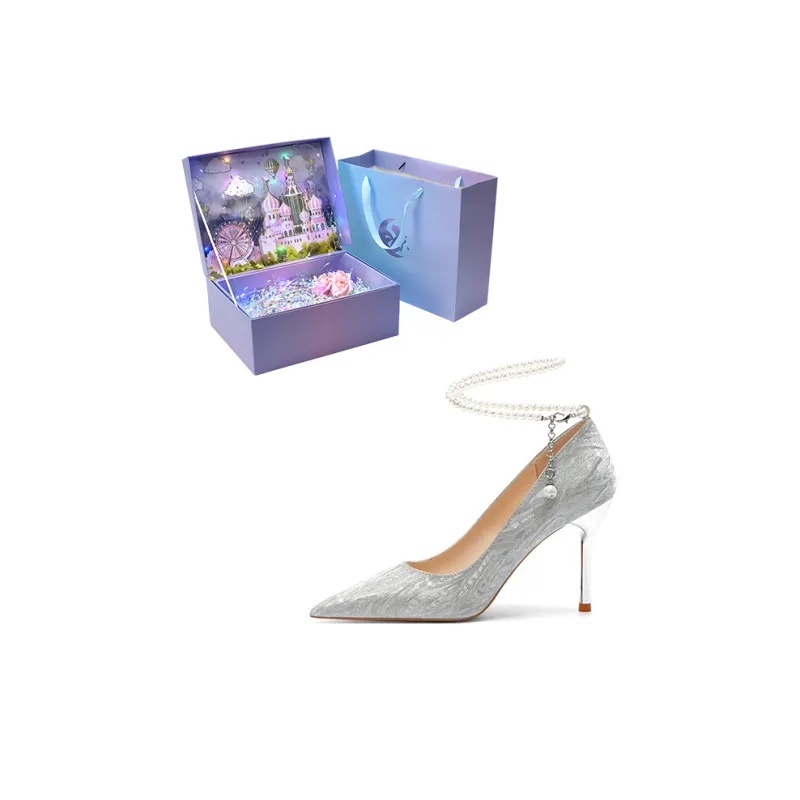 ROBINHOOD Refined Purple Moon Galaxy Box, Pointed Toe Elegance Versatile Slim Heel High Heels Women's-6