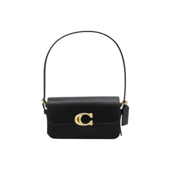 COACH Cow Leather One Shoulder Handbag Women's Black
