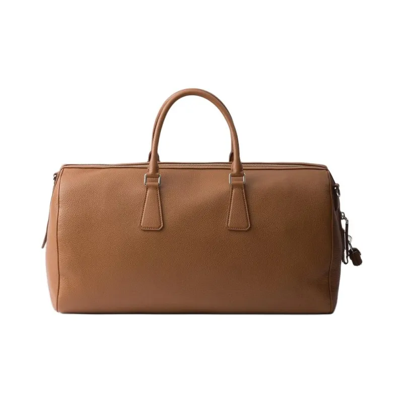 PRADA Leather Travel Bag Unisex Brown-3
