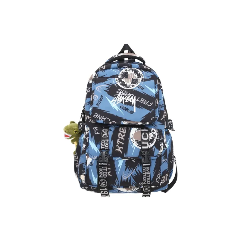 Three Ducklings Nylon Backpack Men's White/Black/Blue/Green-7