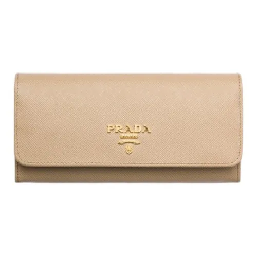 PRADA Cow Leather Wallet Large Size Unisex Caramel