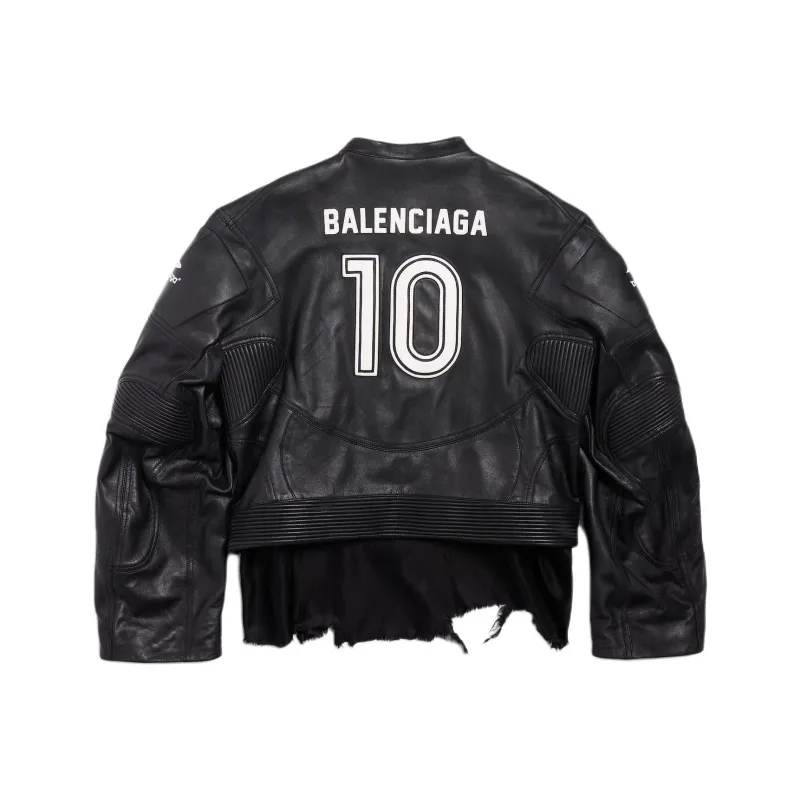 Balenciaga Leather Jacket Loose Fit Men's Black-1