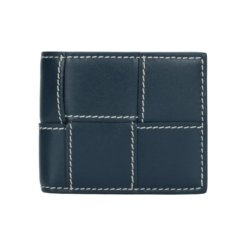 Bottega Veneta Cow Leather Wallet Men's Dark Blue & Natural-0