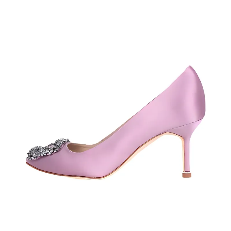MANOLO BLAHNIK Hangisi Slim Heel High Heels 7cm Women's Purple-0