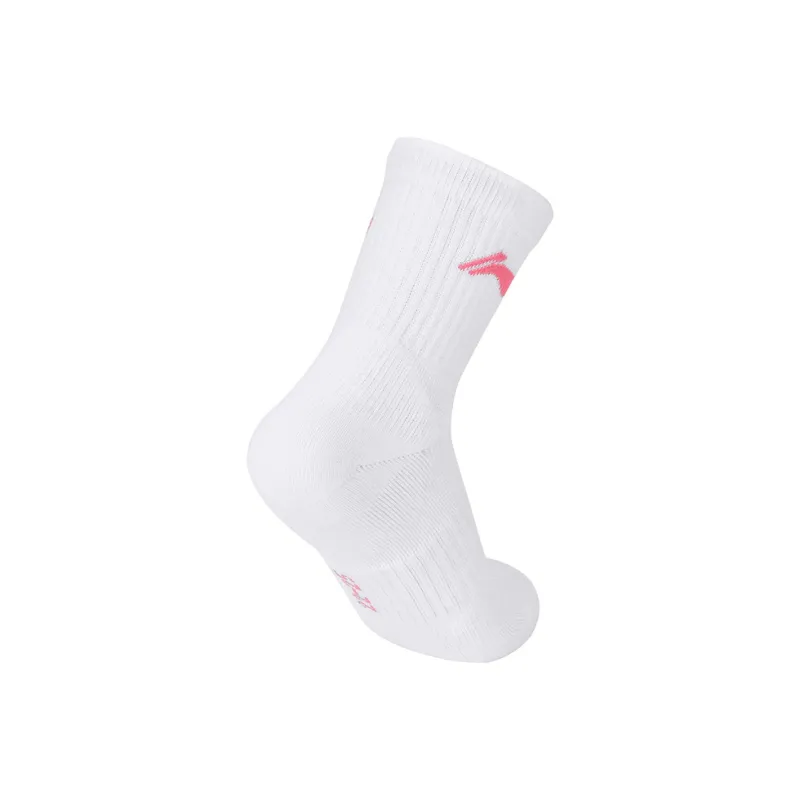 LiNing Mid Calf Socks Women's 1 Pack White Pink-4