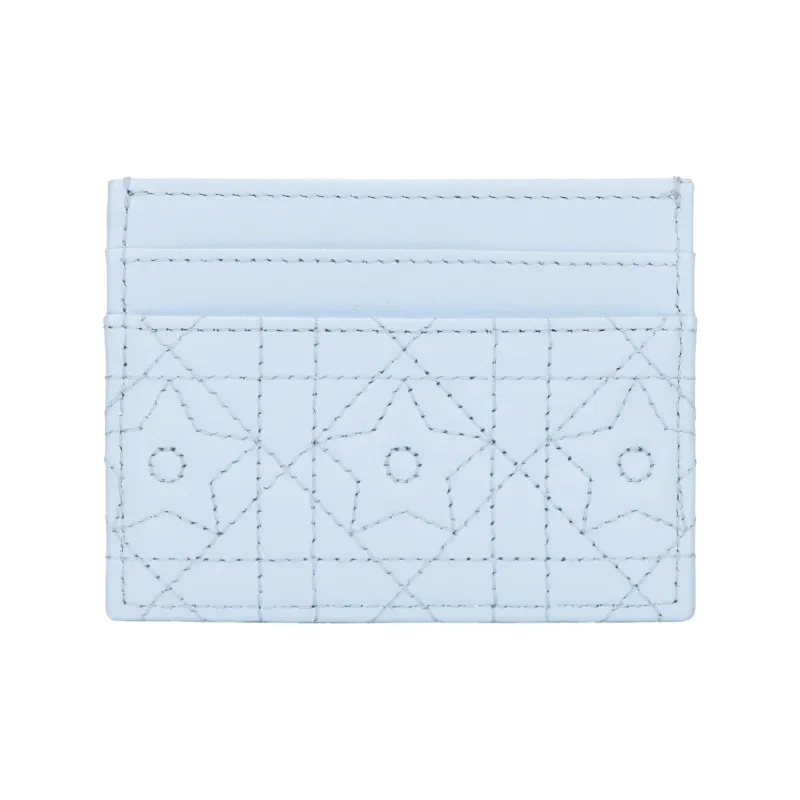 DIOR Caro Lambskin Card Holder Women's Blue-2
