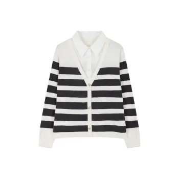 IHIMI Knitwear Women's Black White Stripes
