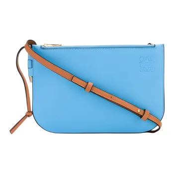 LOEWE Gate Soft Calfskin Crossbody Bag Shoulder Bag Women's Blue & Caramel