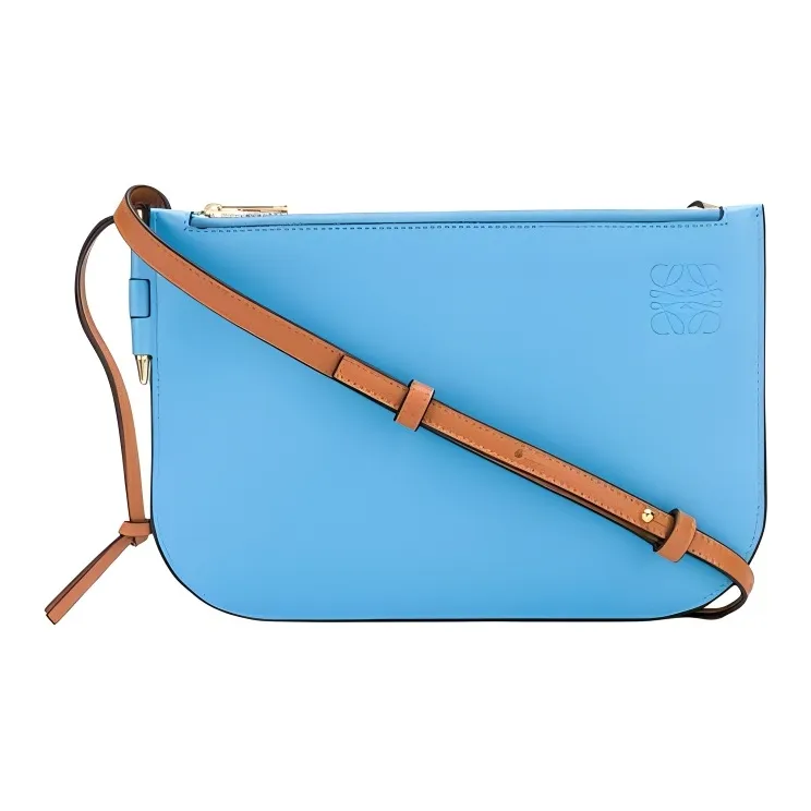 LOEWE Gate Soft Calfskin Crossbody Bag Shoulder Bag Women's Blue & Caramel-0