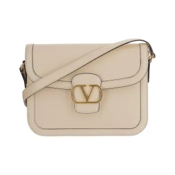 Valentino Calfskin Shoulder Bag Women's Ecru