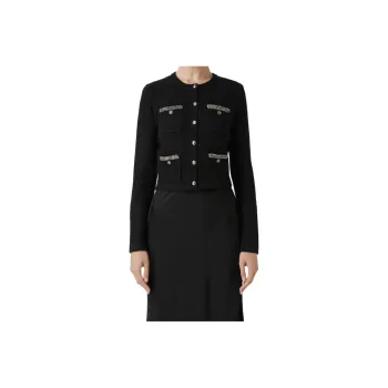 Elisabetta Franchi Embroidered Bouclé Cropped Cardigan