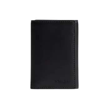 COACH Trifold Wallet Grained Leather Wallet Mini Men's Black