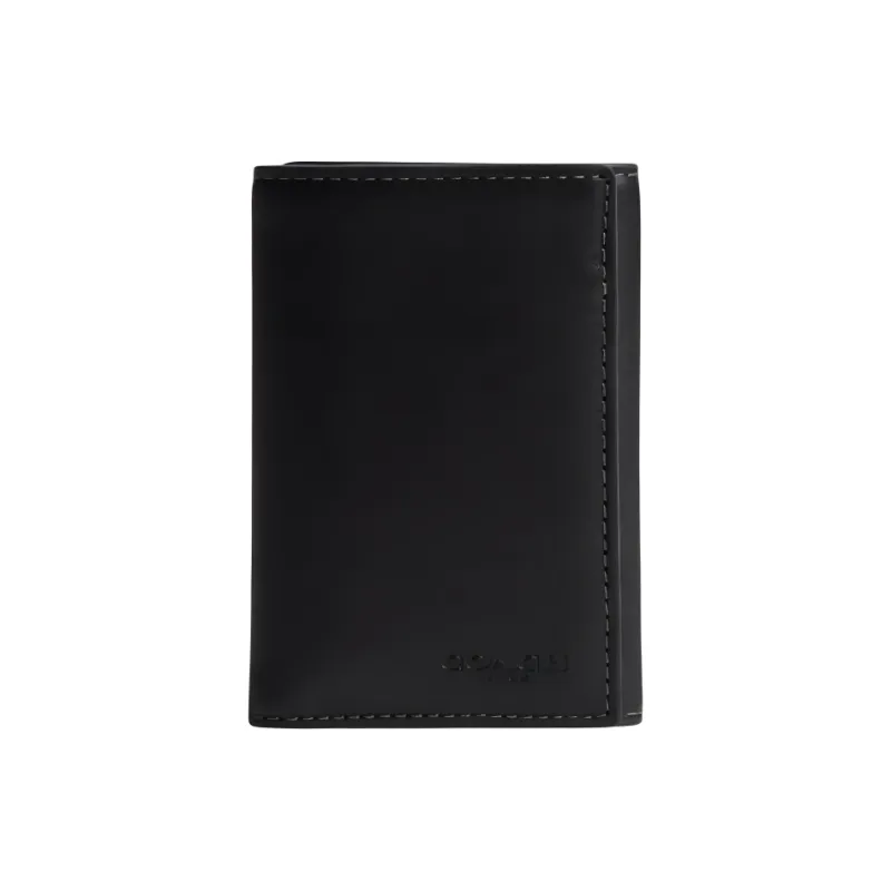 COACH Trifold Wallet Grained Leather Wallet Mini Men's Black-0