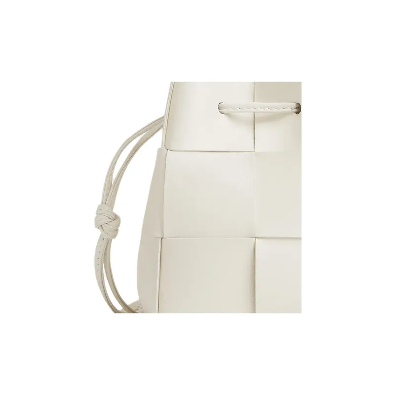 Bottega Veneta CASSETTE Lambskin Bucket Bag, Shoulder Bag, Crossbody Bag Mini Women's White-4