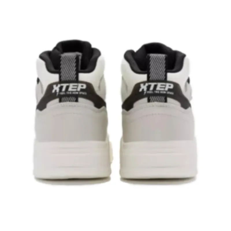 XTEP Coverage Anti-Slip And Wear-Resistant High-Top Skateboard Shoes Men's Gray White-2