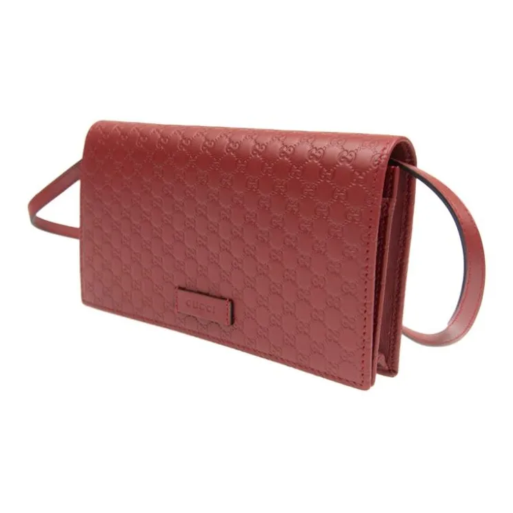 GUCCI Leather Shoulder Bag Crossbody Bag Women's Red-1