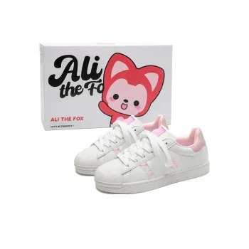 ALI THE FOX Abrasion Resistant Low Top Skateboard Shoes Unisex White Pink