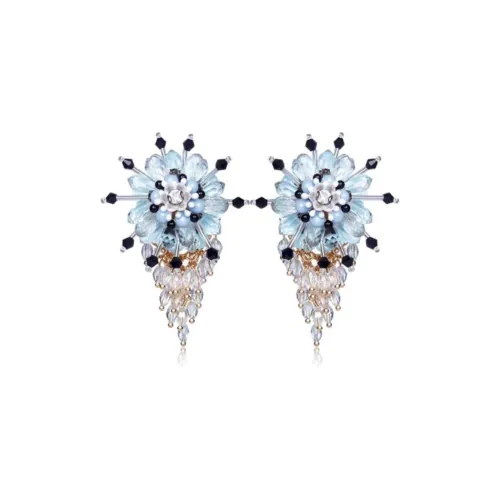 MIDNIGHT OPERA HOUSE White Gold Plated Copper Earrings Women's Blue