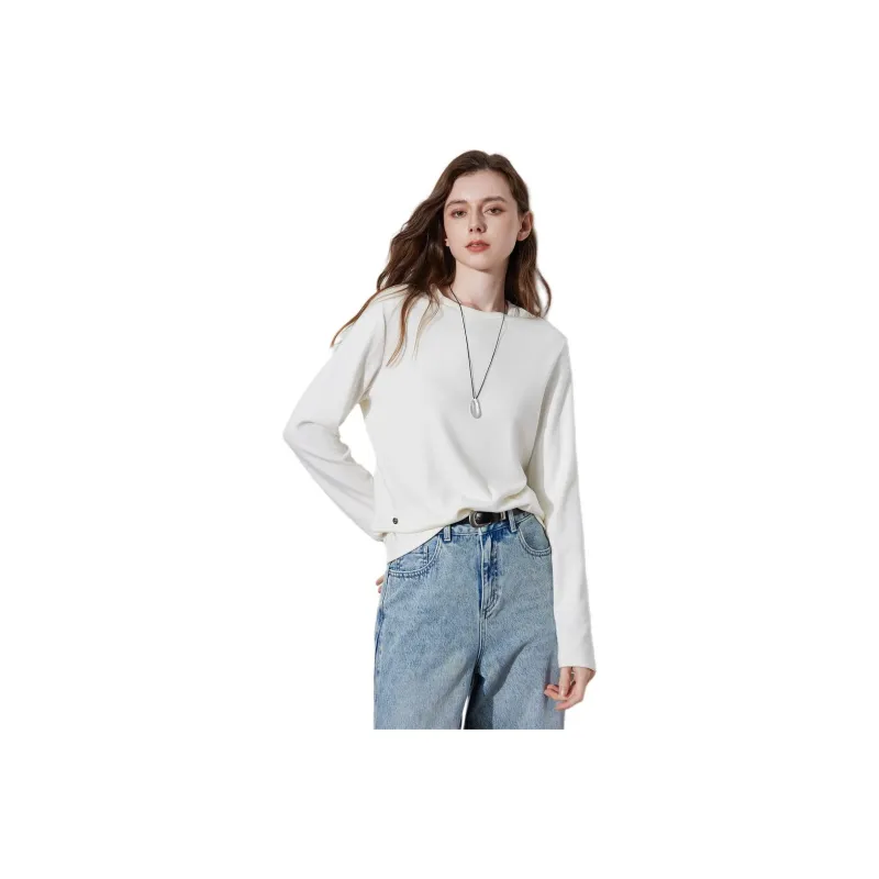 Initial Language Minimalist Style Crew Neck Base Layer Top Women's-7