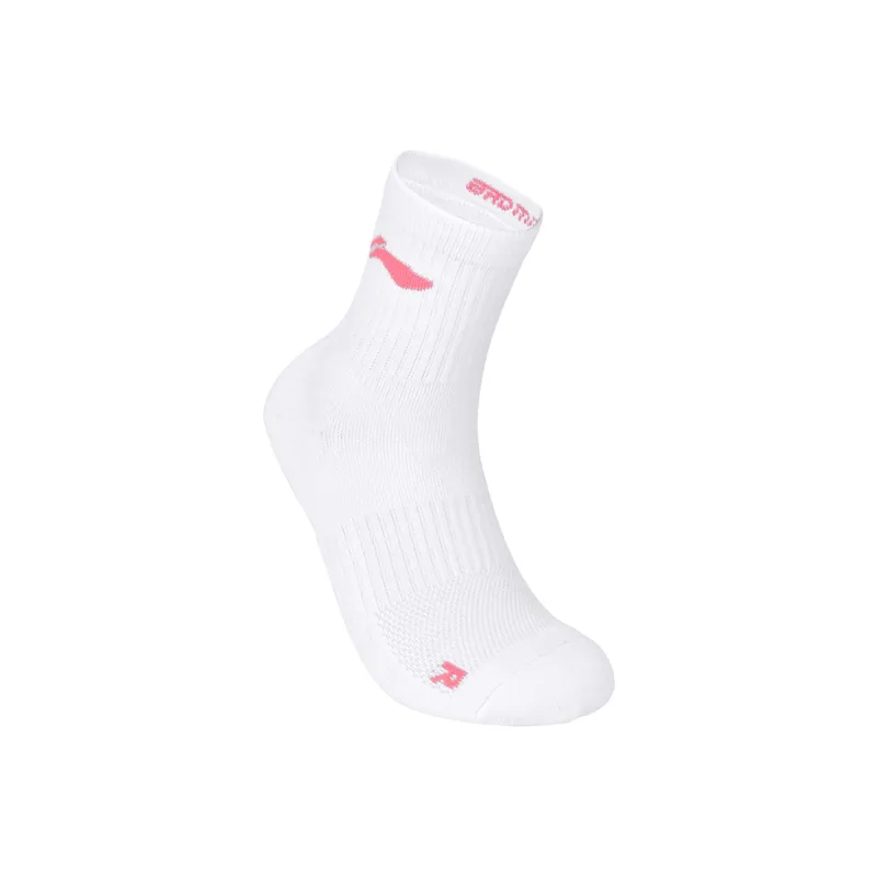 LiNing Mid Calf Socks Women's 1 Pack White Pink-3