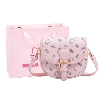 MESUCA Sanrio Hello Kitty Collaboration Kitty Series PU Crossbody Bag, Shoulder Bag Women's Pink/Brown/Milk Tea