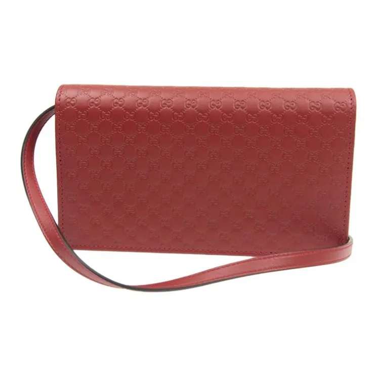 GUCCI Leather Shoulder Bag Crossbody Bag Women's Red-2