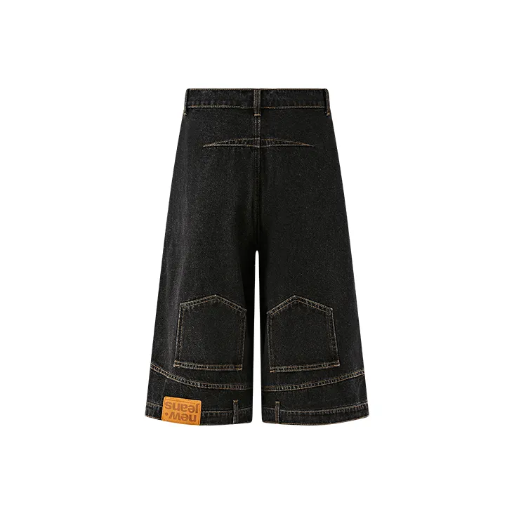 KREATE DENIM Washing Process Series Straight Fit Denim Shorts 7/8 Length Unisex-5