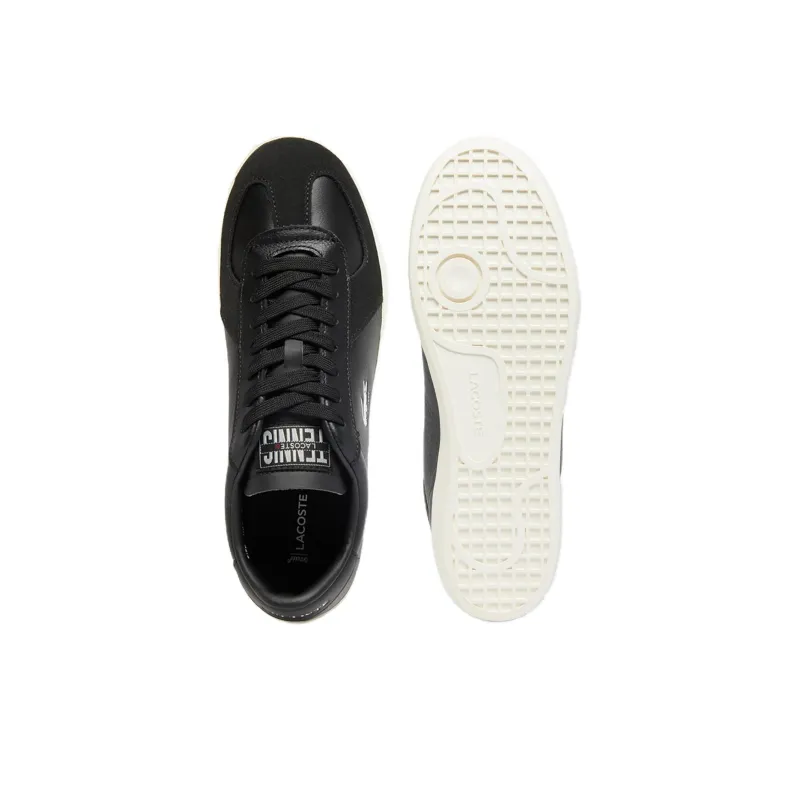 LACOSTE BASESHOT Anti Slip Wear Resistant Low Top Skateboard Shoes Men's Black-4