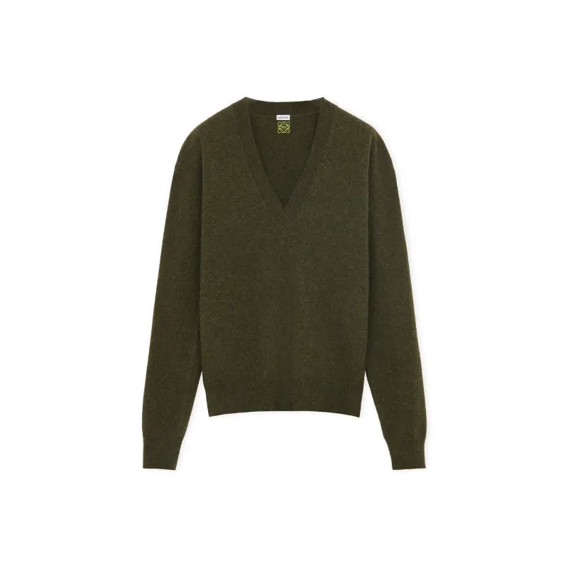 LOEWE SS24 Cashmere Sweater Women's Khaki Green-0
