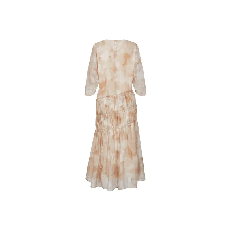 JZ. ANNAKRO Long Sleeved Dress Women's Floral Beige Yellow-1