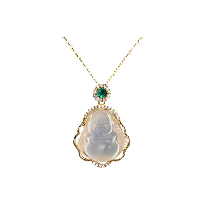 Strange Snow Natural Chalcedony Necklaces Unisex-0