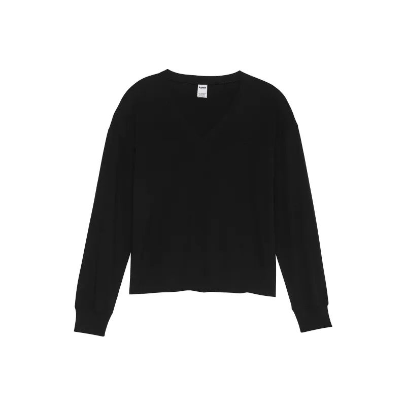 Victoria's Secret Drop Shoulder Sleeve T Shirt Women's Pure Black-0