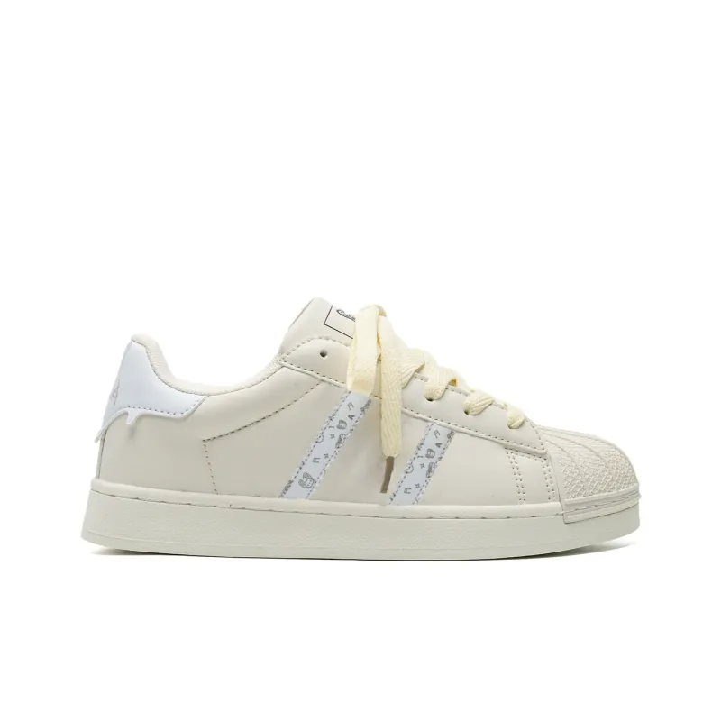 ALI THE FOX Abrasion Resistant Low Top Skateboard Shoes Unisex White Pink-7
