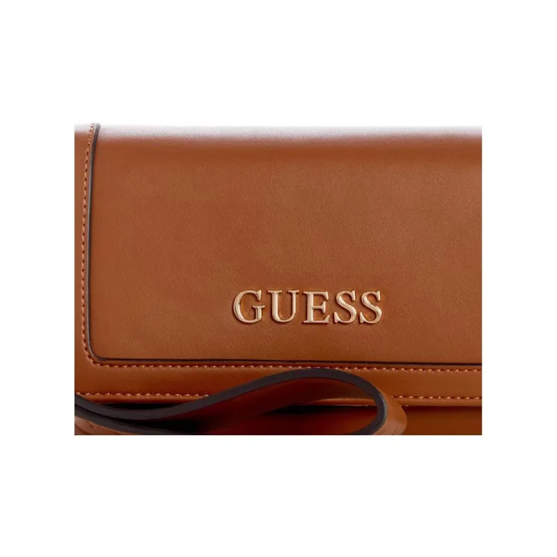 GUESS Artificial Leather Cell Phone Pouch Clutch Women's Brown-3