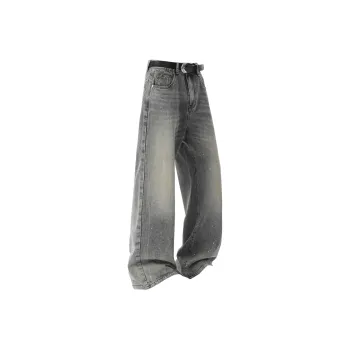 GY.VG Jeans Unisex Distressed Gray