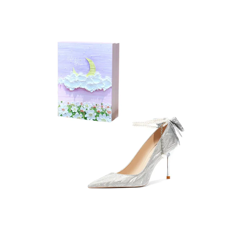 ROBINHOOD Castle 3D Box High Heels Women's Silver-5