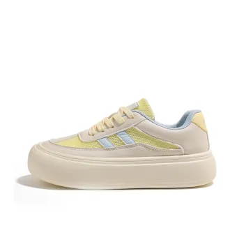 HUANQIU Coverage Abrasion Resistant Low Top Skateboard Shoes Women's Brownish Yellow