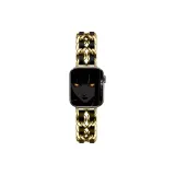 Double Row Denim Chain Strap-Gold & Black