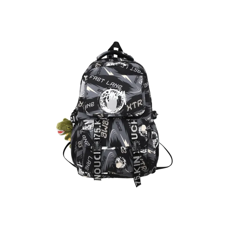 Three Ducklings Nylon Backpack Men's White/Black/Blue/Green-0