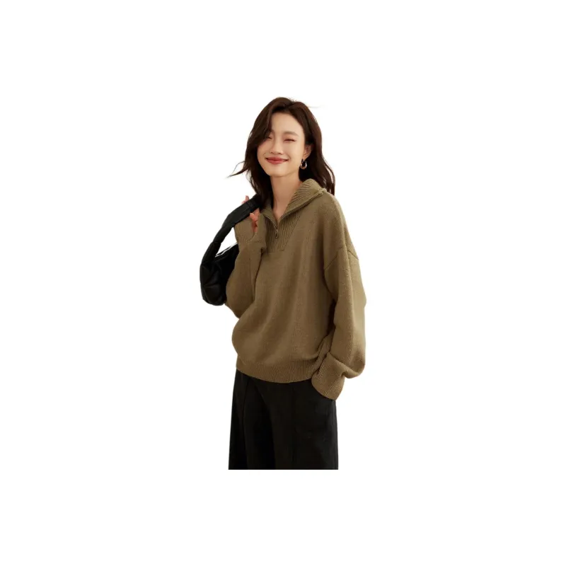 Mo Han Yi Mei Knitwear Women's Coffee Green-0
